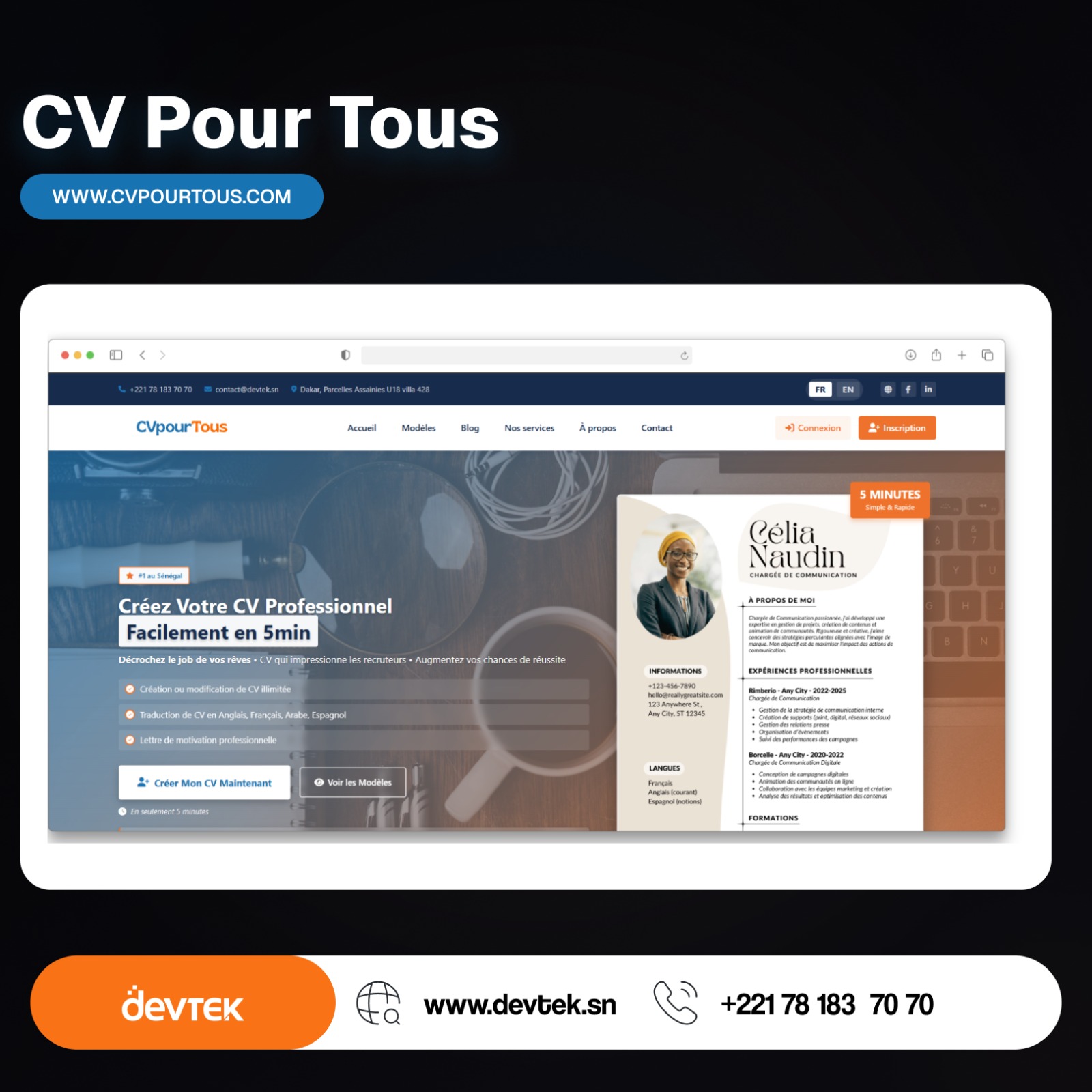 CVpourTous – Plateforme de création de CV professionnels.